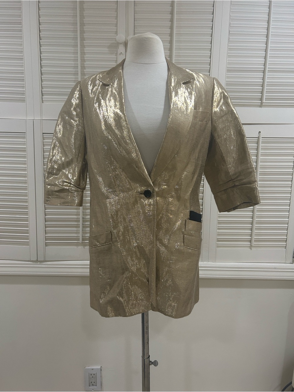 Elizabeth and James Metallic Gold Women's Blazer Jacket
